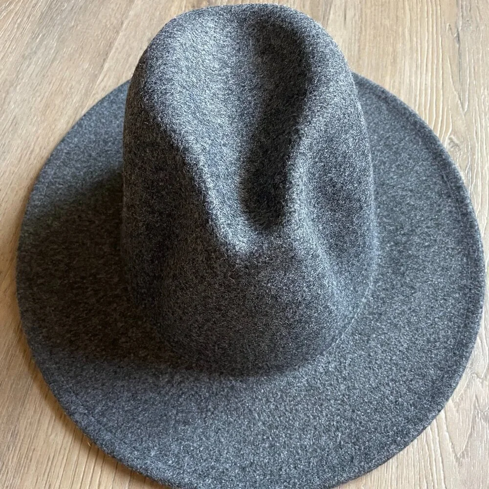Pengcheng Fedora Hat Wool Blend Wide Big Brim Dark Gray Felt Ranger OS